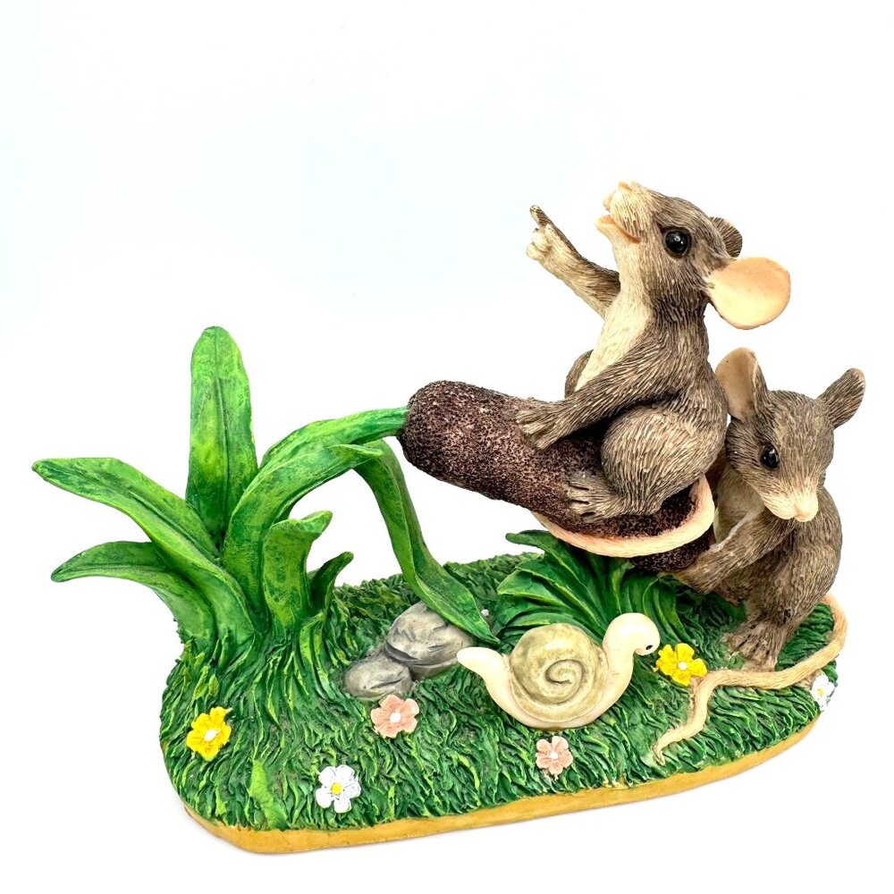 Charming Tails Silvestri Figurine Cattails Catapult Dean Griff  Mice 87/448 Vtg